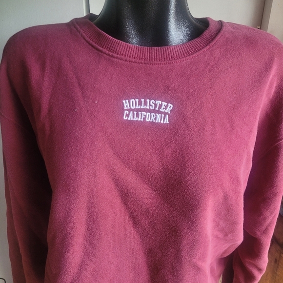 Hollister Burgundy Cropped Sweatshirt L - Picture 2 of 7
